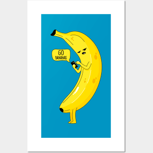 Banana with phone Posters and Art